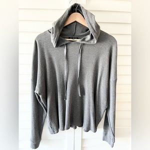 Eileen Fisher Cozy Waffle Knit Hooded Top Gray Size Medium
